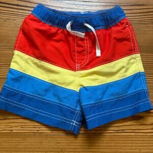 Hanna Andersson blue red yellow striped boys swimsuit SIZE 3T